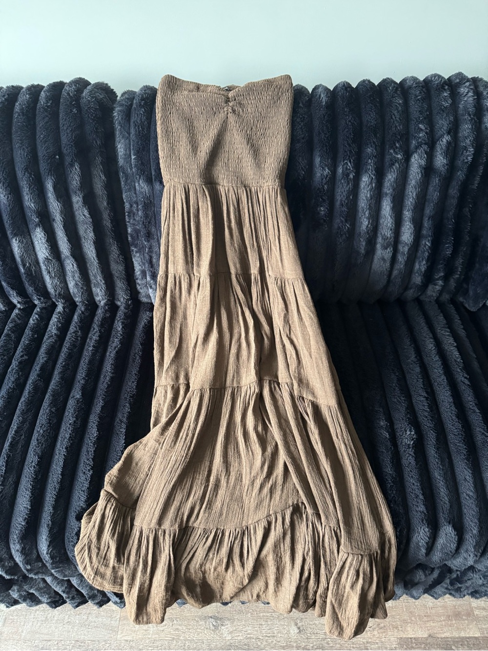 Fashion Nova Tiered Strapless Maxi Skirt - Brown